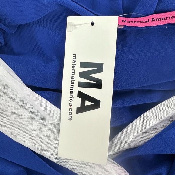 Maternal America Royal Blue Nursing Maxi Dress With Ivory Trim S - Picture 5 of 7